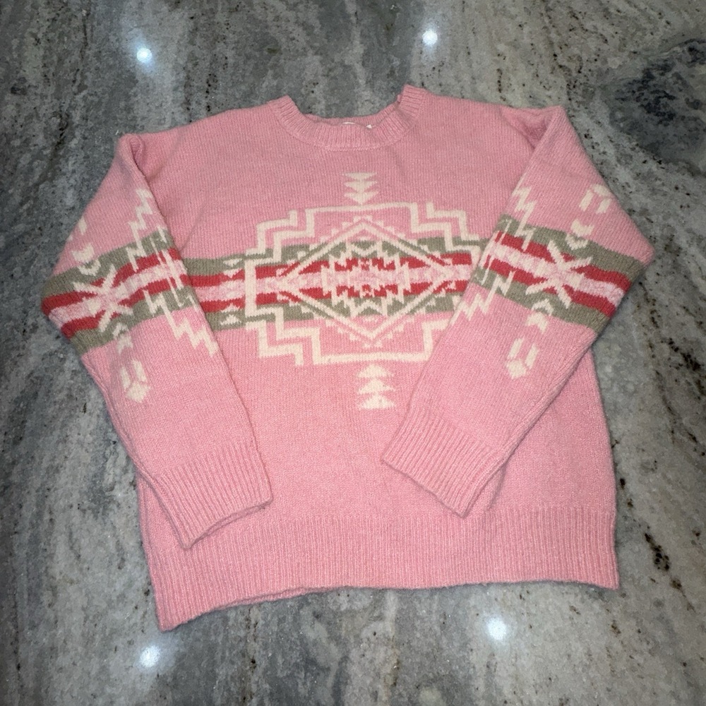 Altar'd‎ State Sweater Medium Pink Wool Blend Stretch Cozy Knit
